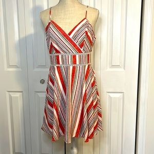 Francesca’s Coral / Tan / White Stripped Dress